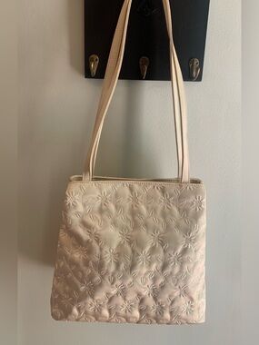 Nine West Cream Floral Embroidered Shoulder Bag